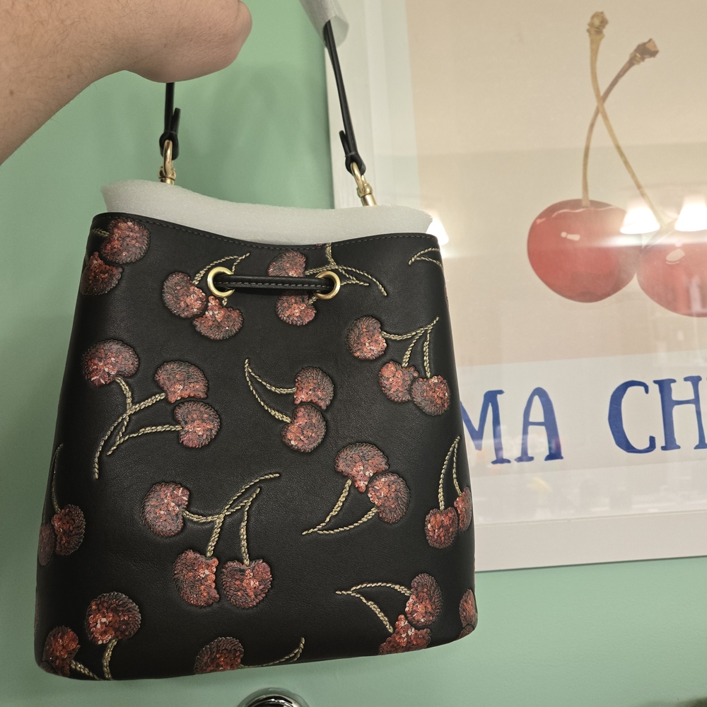 Fall Sale! New Coach Cherry Rowan Bucket Bag!! 3 Way To Wear.